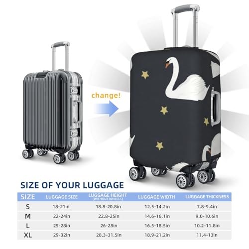 White Swans On A Black Starry Background Luggage Cover, Protective Washable Suitcase Cover - Travel High Elastic Fibers Suitcase Protector Fits Medium3