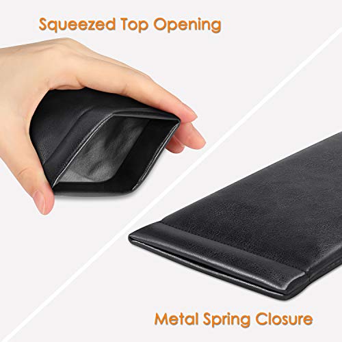 Image of FINTIE Soft Eyeglasses Case with Cleaning Cloth, Portable Squeeze Top Vegan Leather Glasses Pouch, Sunglasses Eyewear Bag