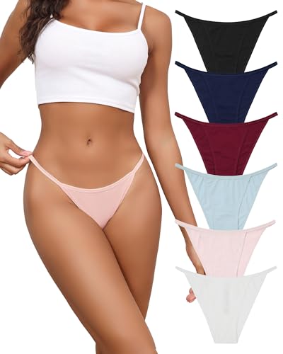 Image of LEVAO Cotton Underwear for Women-Plus Size String Bikini Panties-Low Waist Cheeky Underwear-High Cut Stretch Ladies Briefs