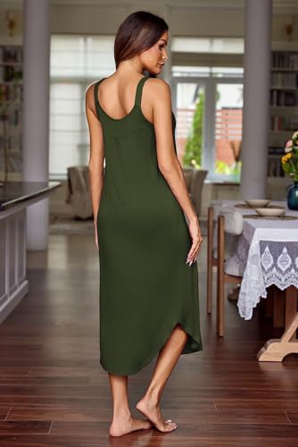 Image of Ekouaer Women's Sleeveless Nightgown Long Nightgowns for Women Full Slip Soft Nightshirt Wide Strap Sleepwear Lounge Dresses
