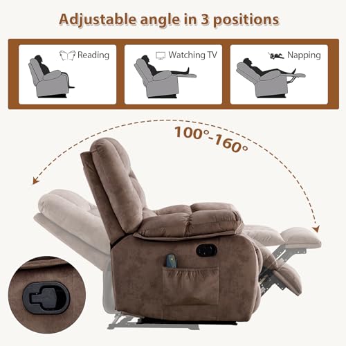 Sillón ergonómico reclinable marrón de terciopelo miniatura 5
