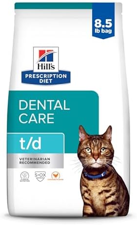Hill’s Prescription Diet t/d Dental Care Chicken Flavor Dry Cat Food, Veterinary Diet, 8.5 lb. Bag