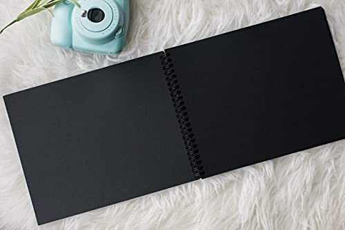 Wedding Or Grad Guest Book Black Polaroid Album -Hardcover Photo Guestbook- Spiral Book 10"X8” - Funeral, Bridal Shower, Baby Shower, Graduation Party, Registry Sign In With Marker, Stickers & Sign #TOP5