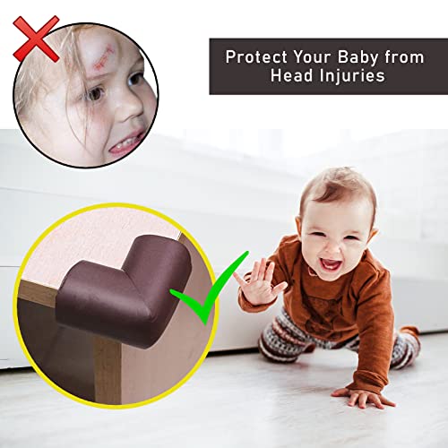 Image of Safe-O-Kid (Pack of 10) Extra Soft NBR Foam Safety Corner Guards with Strong 3 M Adhesive- Extra Safe, BPA Free, Non-Toxic and Elegant,Soft & Safe, Furniture Protectors - D-Brown