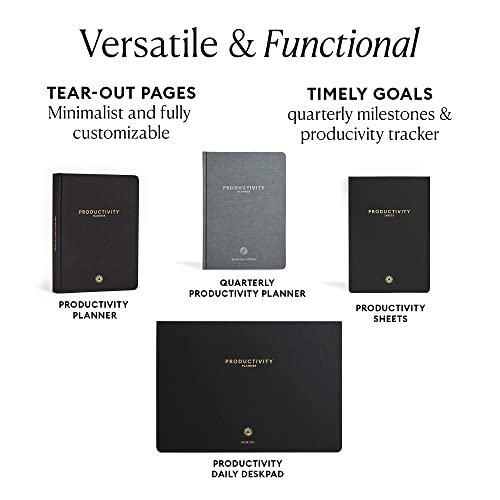 Intelligent Change - 3-Month Productivity Planner, Productivity Tools For Time-Management And Mindfulness, Daily To-Do List, A5 Undated Quarterly Planner, Beige (Black) #TOP6