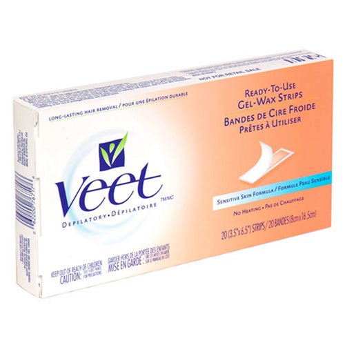 Veet ReadyToUse GelWax Strips, Sensitive Skin Formula 20 ea Hair Waxing