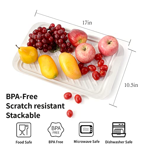 Tp Serving Trays With Handles, Bmc Grill Prep And Serving Platters For Outdoor, Parties And Bbq, Microwable Dishwasher Oven Safe Food Tray, Set Of 2, Black And White(17” X 10.5”) #TOP5
