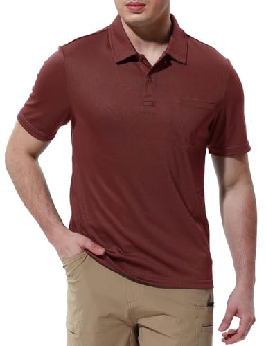 Image of Rdruko Men's Polo Shirts Short Sleeve Quick Dry Outdoor Golf Sports Shirts with Pocket