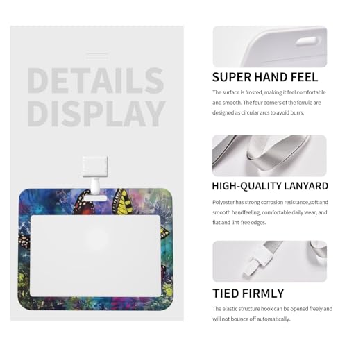 Double-Sided Sliding Cover ID Badge Holder Hard Plastic Case with Clear Window Card Protector Pouch for Office ID Credit Cards Orange Butterfly4