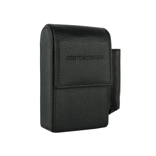 Conde Máximo Pitillera de Cuero Genuino con Porta Mechero para Hombre y Mujer, Porta Paquete y Mechero