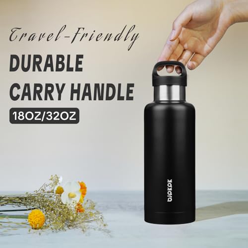 Image of BJPKPK Insulated Water Bottle 32OZ Stainless Steel Water Bottle with Handle Double Walls Vacuum Insulated BPA Free Flask, Black
