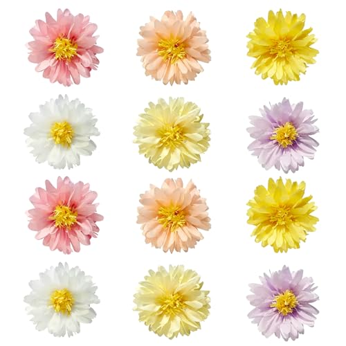 12 pompones decorativos de flores de papel, margaritas coloridas, papel decorativo para flores, papel pastel, margaritas, para fiestas de jardín, bodas, baby shower, cumpleaños, niñas, fiestas de