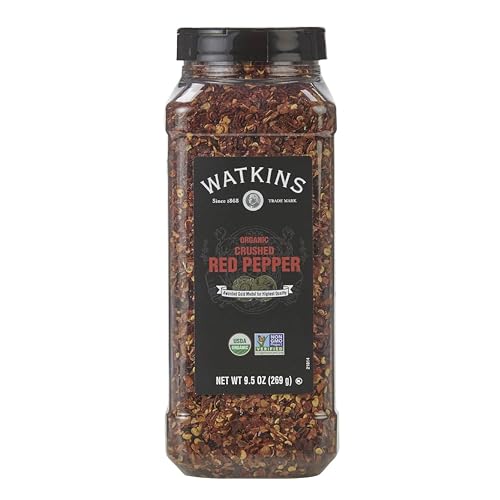 Image of Watkins Gourmet Spice, Organic Crushed Red Pepper, Bulk Food Service Size, 9.5 oz (Pack of 1)