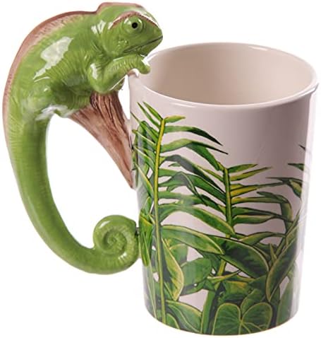 Puckator Chameleon Ceramic Shaped Handle Mug, Coffee Hot Drinks, Decorative Gift Box, Home Kitchen Height 14cm Width 14cm Depth 8.5cm