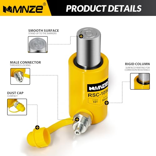 10T 2" Stroke Hydraulic Cylinder Jack Sets Porta Power Ram Jack Kits Single Acting Lifting Cylinder Retract Automatically with CP-180 Hydraulic Hand Pump