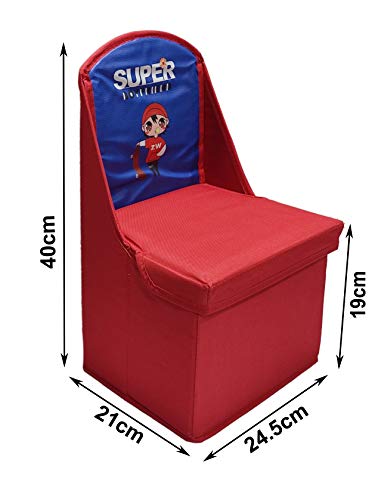 Image of Cardboard Cube Folding Storage Toy Box Seat Stool For Kids, Red, 24.50X21X40 Cm (730) Fibreboard.