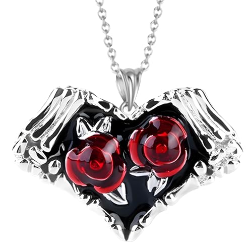 Pendentif romantique en forme de cœur doré collier strass rose rouge femme