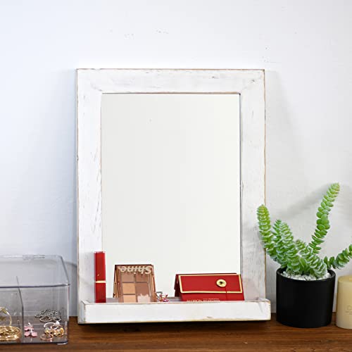 Funerom 11.8 X 15.8 Inch Vintage Wood Farmhouse Wall Mirror Hanging Wall Mirror For Living Room Or Bathroom Vanity White #TOP1