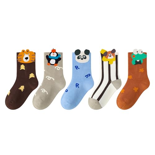 HUMAN FEELINGS Kids Boys Cotton Cute Socks Low Cut Crew Ankle No Toe Seam Pack of 5