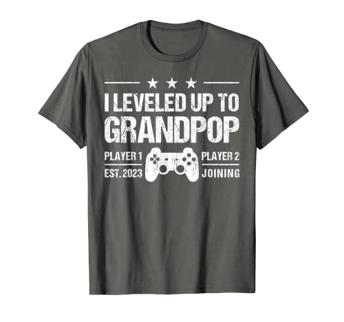 Hombre I Leveled Up To Grandpop Est 2023 - Funny New Grandpa Gamer Camiseta