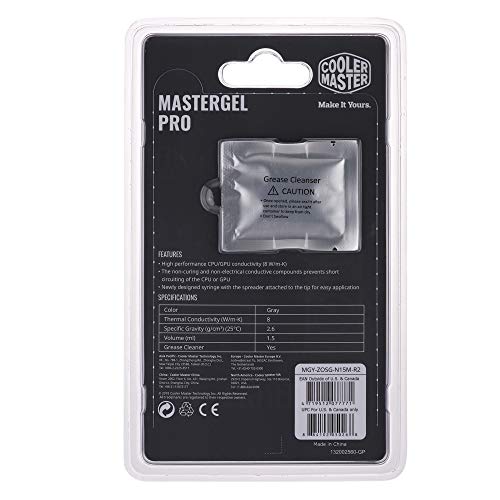 Pasta Térmica Cooler Master MasterGel Pro, 4g, 1.5ml, Cinza, 8 W/m-K glide