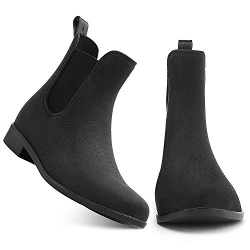 Babaka Rain Boots For Women Waterproof Ankle Rain Shoes For Ladies Chelsea Boots Black Suede Size 8 #TOP2