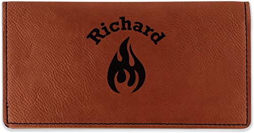RNK Shops Personalized Fire Leatherette Checkbook Holder - Double Sided