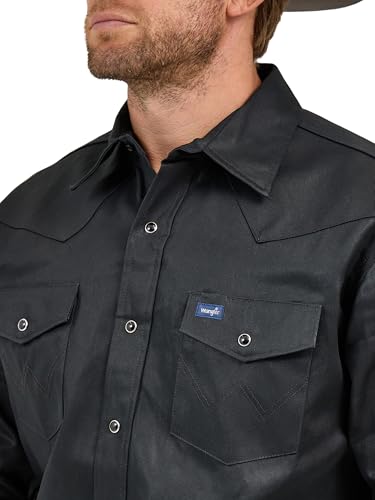Foto de Wrangler Camisa de trabajo de manga larga con cierre a presión para hombre, corte vaquero, acabado firme (imagen 5)