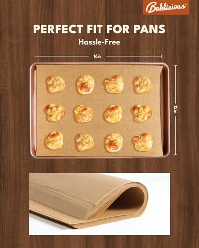 220 Pcs Unbleached Parchment Paper Baking Sheets, Baklicious Pre-cut Heavy Duty Parchment Baking Paper for Air Fryer, Oven, Bakeware, Steaming, Cooking Bread, CupCake, Cookies