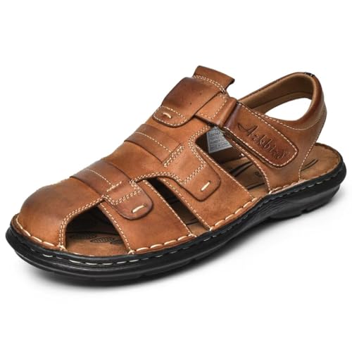 Image of Arkbird Men's Sandals, Closed Toe Leather Fisherman Outdoor Hiking Sport Shoes Summer