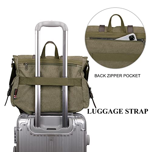 Witzman Vintage Canvas Messenger Bag For Men And Women Large Satchel Bags Crossbody With 12 Inch Laptop (A8008 Army Green) #TOP4