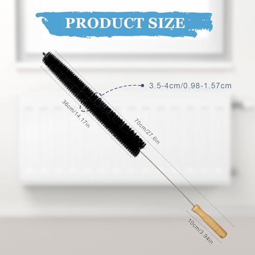 KHDULQ 1 Stücke 70 cm Heizkörperbürste, Beheizte Bürste, Reinigungsbürste, Trockner-Reinigungsbürste, Starke und Dennoch Flexible Reinigungsbürste mit Holzgriff, Schlanke Heizkörper-Staubbürste