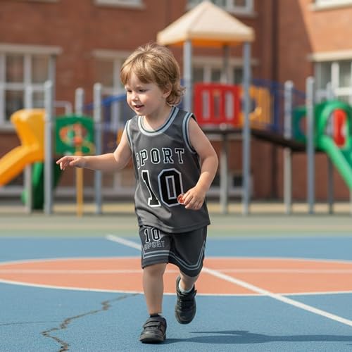 Image of Volunboy Kids Sports Shorts Sets Boys Jerseys Tracksuit 2 Piece Basketball Performance Tank Top and Mesh Shorts Set