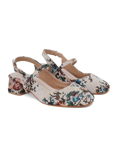 Image of TRYME Women's Slingback Sandals | Fashion Block Heel Mary Jane Heels for Women & Girls
