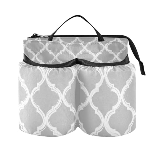 Image of Luggage Cup Holder for Suitcases Free Hands Suitcase Cup Holder Travel Luggage Drink Holder Portable Luggage Cup Caddy Bag Carrier with Handle Silver Minimalist Quatrefoil