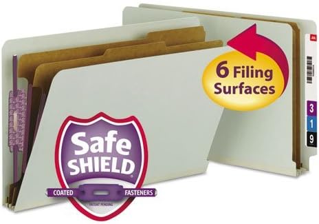 SMD29810 - Smead 29810 Gray/Green End Tab Pressboard Classification Folders with SafeSHIELD Fasteners