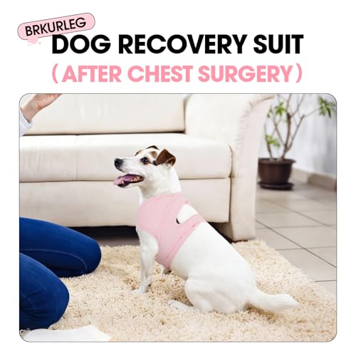Image of BRKURLEG Dog Chest Recovery Suit After Surgery, Pink XL