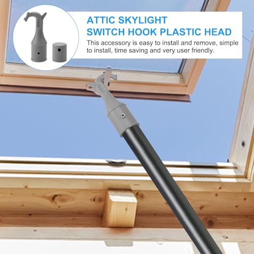APOMOONS 2 Stück Dachboden Haken, Dachfenster Stockhaken mit Rutschfester Basis, Bodentreppe Ersatzteile für Fensteröffner Stange, Graue Ziehhaken für Bodentreppen (25 MM)