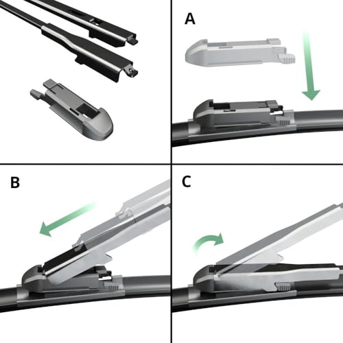 Balais hybrides Mossa adaptés pour lunette avant Audi A3 8P version 2003 à 2013 - 6