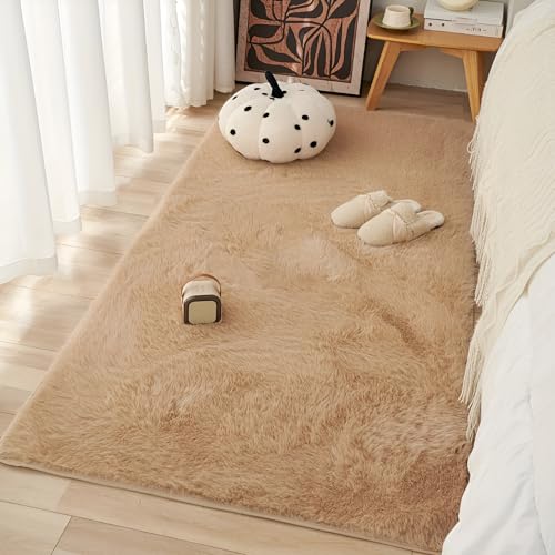 Image of Rabbit Fur Area Rug 6x8 Ft | Super Soft Plush Carpet with Anti-Slip Backing | Washable Luxury Rug for Bedroom, Living Room & Home Decor