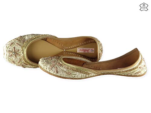 Image of Fulkari Women's Murraya Genuine Soft Leather Juttis | Bite and Pinch Free Jutis | Punjabi Jutti For Ladies | Bridal Ethnic Stylish Mojari Flats For Girls |