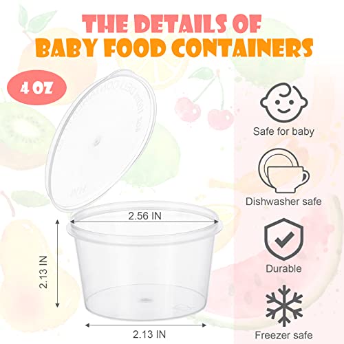 Didaey 100 Pcs Disposable Baby Food Freezer Storage Containers Plastic Food Storage Containers With Hinged Lids 4 Oz Snack Containers Food Prep Containers Baby Puree Containers, Stackable, Leakproof #TOP1