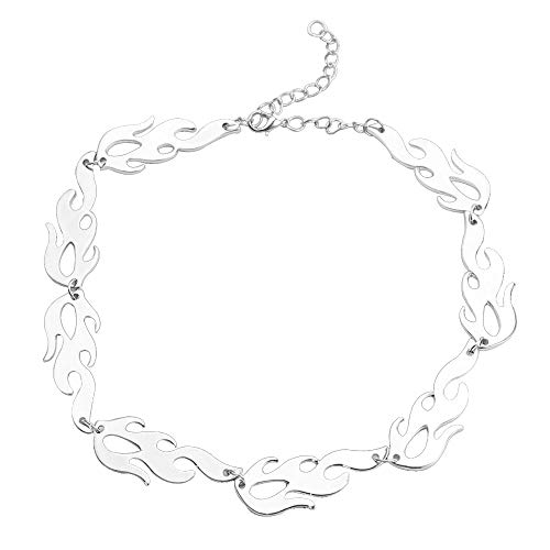 SODIAL Harajuku Strassen Mode Legierungs Flamme Unisex Halskette Punk Zubeh?R Kette Choker Halsketten