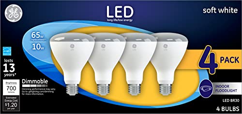 GE Lighting LED Indoor Floodlight Bulbs, 10 Watt (65 Watt Equivalent) Soft White, BR30 Bulb Type, Medium Base, Dimmable (4 Pack) - image 4