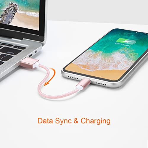 Image of CableCreation 0.5 Feet Short Lightning to USB Data Sync Cable [MFi Certified] Compatible iPhone X, 8, 8 Plus, 7, 7 Plus, 6S, 6S Plus, iPad, 15CM, Rose Gold