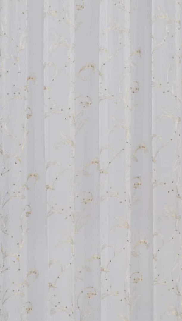 Householdfurnishing Embroidery Sequin Design Single Voile Panel Rod Pocket (Cream, 55x72inch)