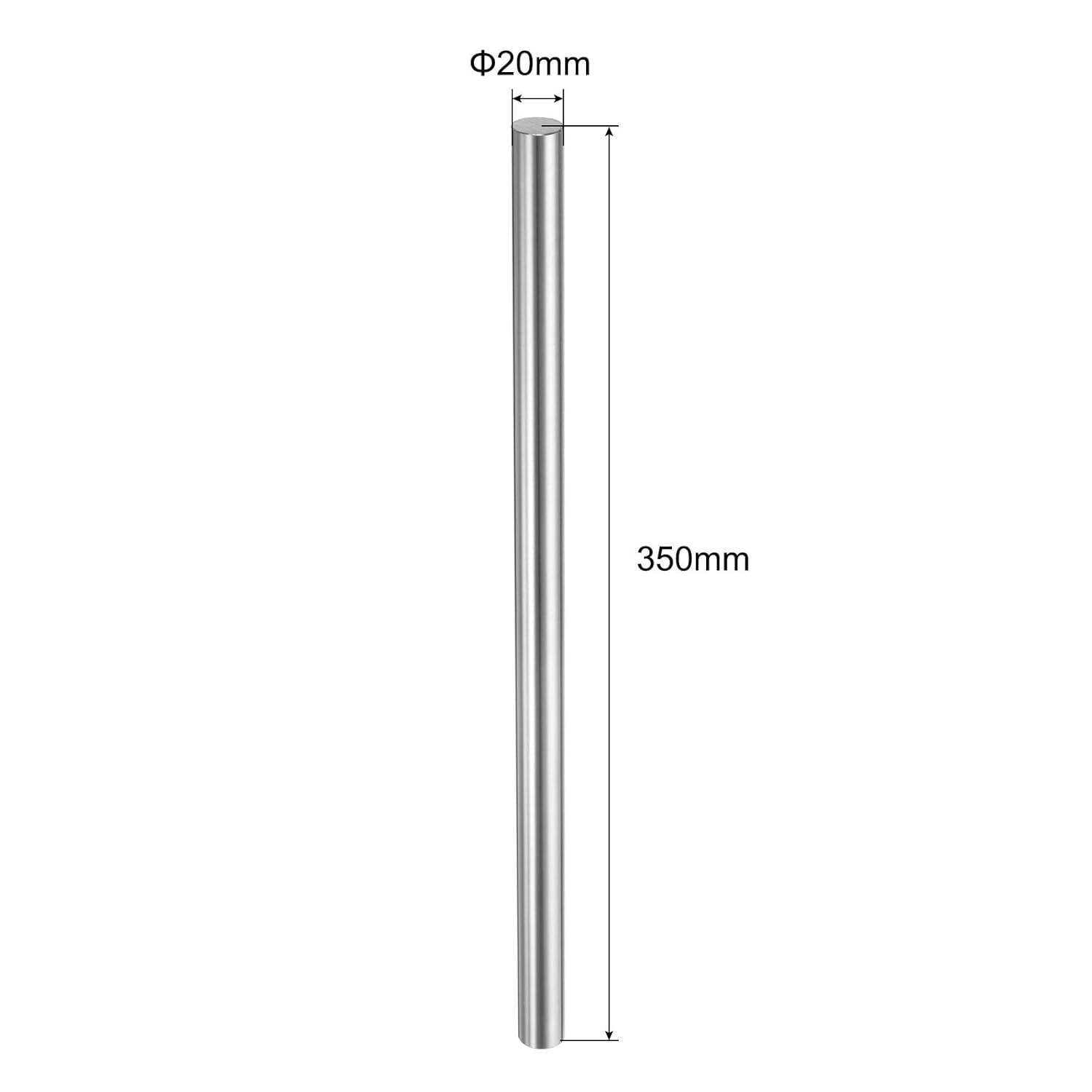 uxcell 2pcs Linear Motion Rod Shaft Guide 20mm x 350mm (0.787" x 13.78") Case Hardened Steel Chrome Plated, Metric Linear Rail Rod for 3D Printer, CNC Machine