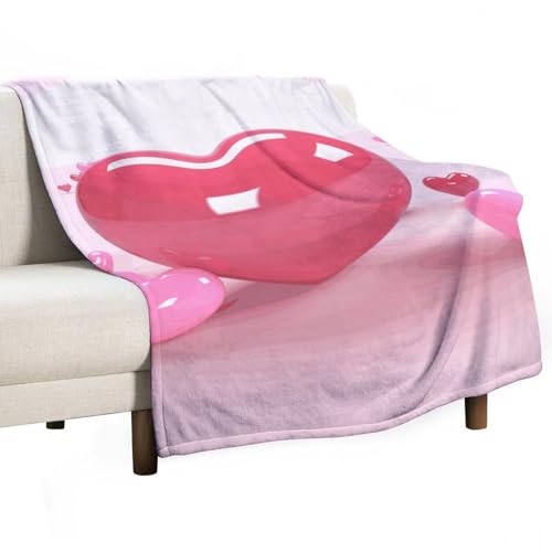 Couverture moelleuse en flanelle haut de gamme au motif cœur