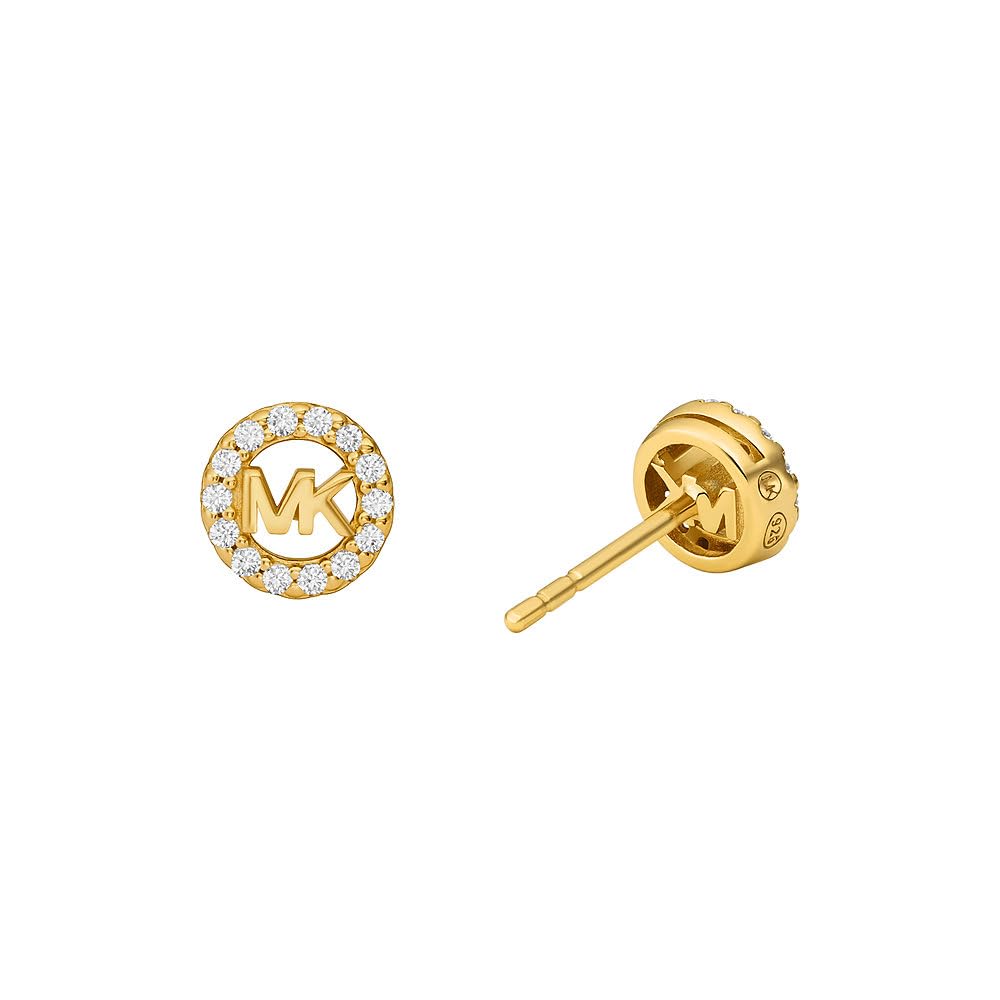 Michael Kors – Premium Kors MK goldfarbene Logo-Ohrstecker aus Sterlingsilber für Damen, MKC1727CZ710