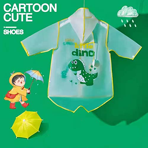 SYOSI Raincoat Poncho Clear EVA Kids Rain Coats, Portable Hooded Poncho Jacket Rain Coat, Quicksand Hood Lightweight Hooded Rain Jacket Poncho Outwear for Girls Toddlers Kids Children (Dinosaur) - M